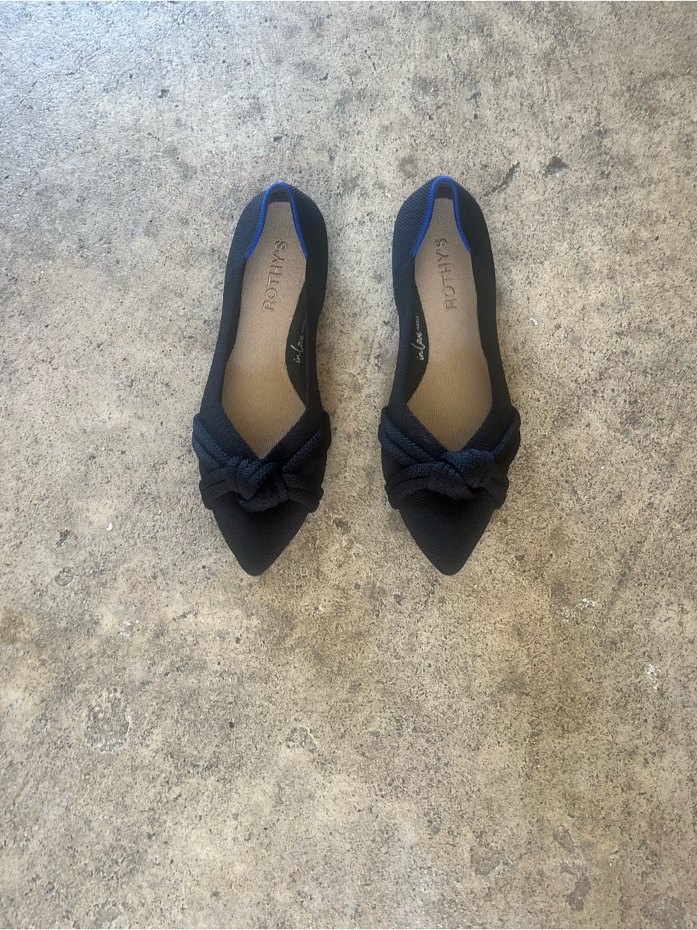 Rothy's Black Pointed Knot-Toe Flats